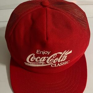 Vintage  red and white coca- cola hat.